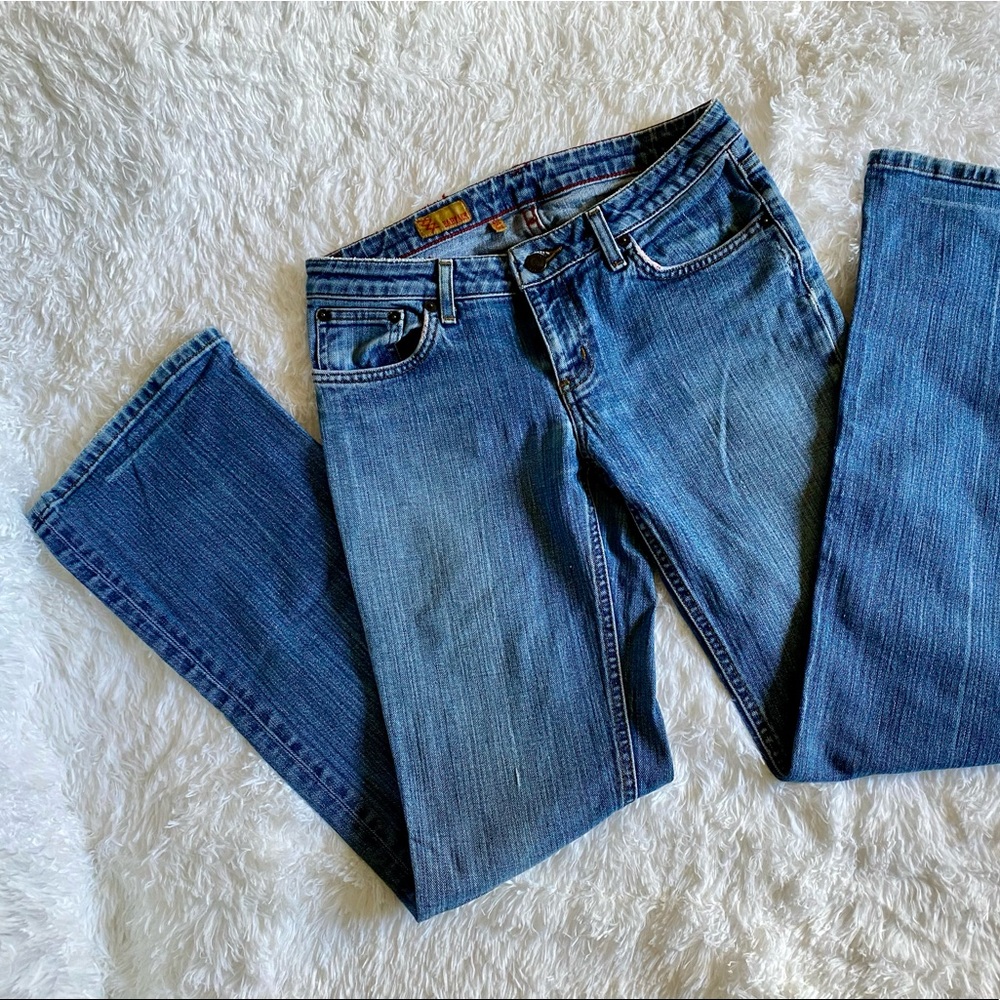 Bartack Jeans vintage wide leg, flare leg early 2000s size 28 red pocket